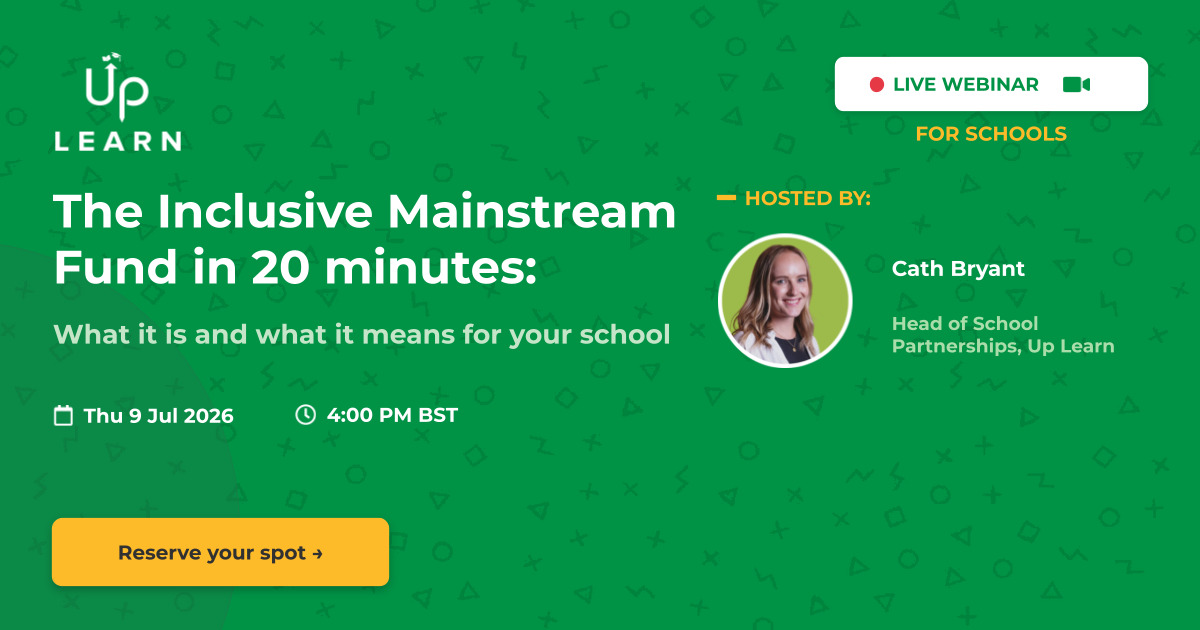 Banner image for inclusive mainstream funding webinar with Cath Bryant